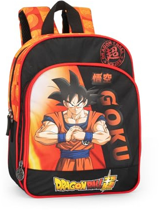 DRAGON BALL SUPER - Zainetto Mini Bambino con Spallacci Imbottiti e Regolabili, Vano Principale e Tasca Frontale Zip - cm 22x33hx10
