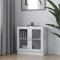 Willood Vitrinenschrank Bücherschrank Aktenschrank Büroschrank Vitrine Schrank Bücherregal Sideboard Weiß 82,5x30,5x80 cm Holzwerkstoff