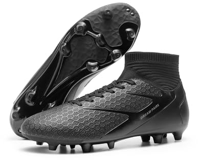 DREAM PAIRS Men's High-Tops Soccer Cleats Lace-Up Adult Football Shoes Lightweight Professional Athletic Training Soccer Shoes,Size 11,Black,SDSC2407M