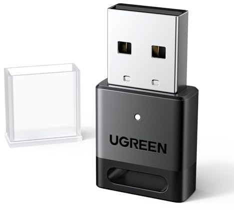 UGREEN USB Bluetooth Adapter for PC Bluetooth 5.4 Dongle Receiver EDR & BLE, Plug & Play Supports Windows 11/10/8.1, for Desktop, Laptop, Headphone,Keyboard,Mouse, Speakers,Printer