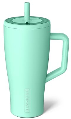 BrüMate Era 30 oz Tumbler with Handle and Straw | 100% Leakproof Insulated Water Bottle Tumbler with Lid and Flexible SoftSip Straw | Made of Stainless Steel | Cup Holder Friendly | 30oz (Mint)