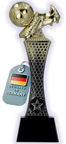 Larius Fußball Siegerpokal (26 cm, 365 g) – Goldene Trophäe mit/ohne Gravur – Ideal für Turniere, Finale, Vereinsmeisterschaften & Kindergeburtstage - F4 (ohne Wunschtext)