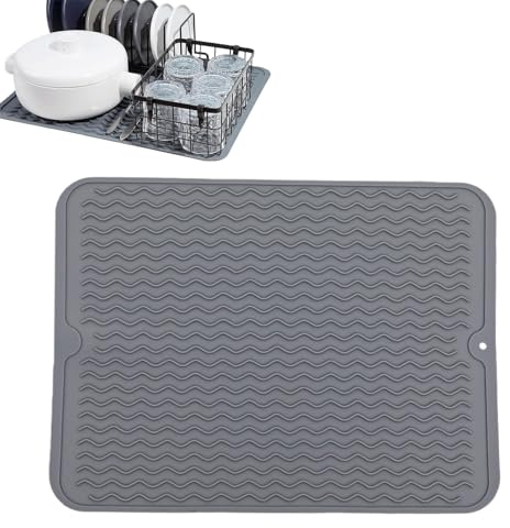 1Pcs Silicone Trivets for Hot Pans,Large Multipurpose Silicone Trivets,Dish Drying Mat,Easy Clean Draining Board Mat,Non-Slip Eco-Friendly Heat Resistant Kitchen Worktop Protector (Grey)