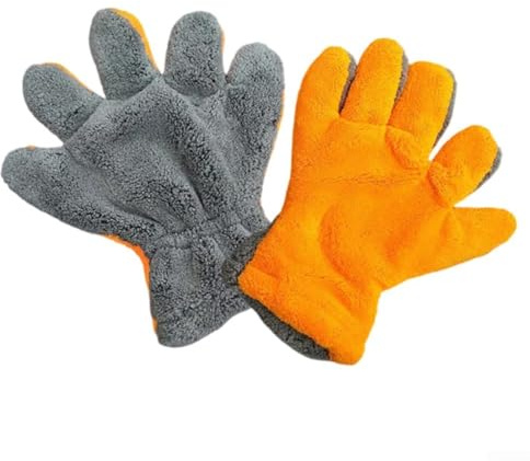 Juego de guantes de lavado de coche con material de fibra superfina para lavado y uso en seco en neumáticos y carrocería de vehículos, con un puño elástico flexible