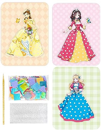 Ysyqkn 3 Pièces Panneaux de Dessin à Piquer DIY Ensemble Créatif Déguisement Princesse Livre Activité Papier Bricolage Jeu Éducatif pour Enfants, Style un