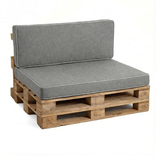 Gutekissen® Coussin pour Palette Extérieur - Confortable Coussin pour Canapé Jardin PFK - Différentes Tailles et Coloris (Coussin d'assise 120x80, Gris)