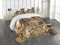 ABAKUHAUS Afrika Tagesdecke Set, Safari-Tier Cheetahs, Set mit Kissenbezügen Romantischer Stil, für Doppelbetten 220 x 220 cm, Schwarz Tan