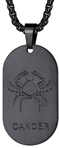 FaithHeart Krebs Sternzeichen Anhänger Edelstahl Herren Ketteanhänger schwarz für Geburtstag Valentinstag Weihnachten