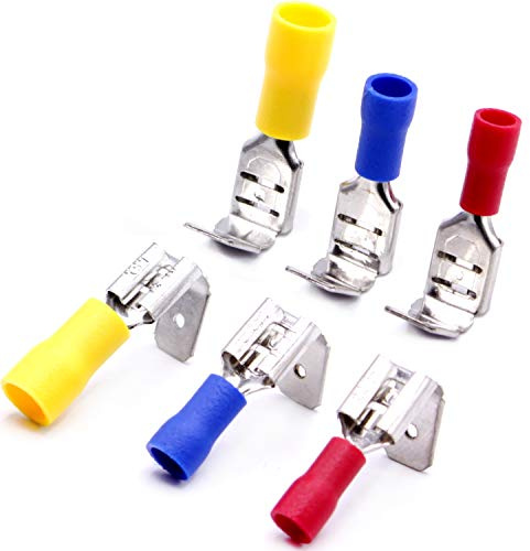 Flachsteckhülsen 10 Stück, GELB 4-6mm² mit Abzweig Abzweigverbinder 6,3mm Steckbreite Flachsteckverteiler Kabelschuhe doppelt Steckverteiler Doppel