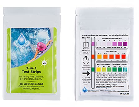 150 Dip 3-in-1 Test Strips Blue Sparkle for Ground Pool Spa and Hot Tubs Treatment to Measures PH, Alkaline and Chlorine