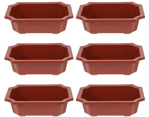 Operitacx 6pcs Bonsai Tree Pots, 9 Inches Plant Pots with Drainage Holes, Small Flower Pot, Plastic Square Growing Pots 9.4 X 6.7inches