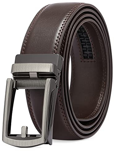 SENDEFN Men's Leather Dress Casual Belt 1 3/8 Automatic Adjustable Click Buckle Belts with Gift Box