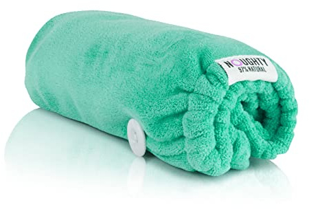 Noughty Microfibre Hair Towel Wrap, Green | Highly Absorbent, Fast-Drying & Anti-Frizz, Reduces Breakage & Protects, Turban Style for Straight, Wavy or Curly Hair