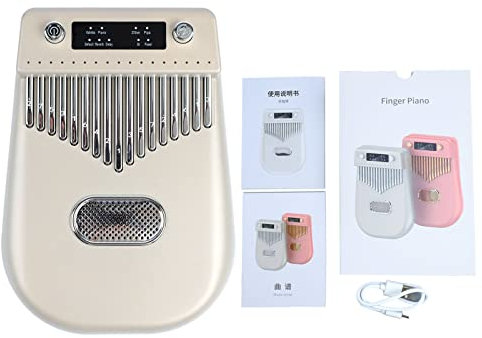 Kalimba 17 Schlüssel Elektronisches Kalimba Daumenklavier Smart-Finger-Piano-Musikinstrument mit Noten für Kinder Erwachsene Anfänger (Gold)