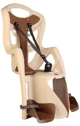 b bellelli Pepe - Seggiolino Bici Posteriore - Attacco Clamp - Si Fissa al Portapacchi - dai 9 Mesi ai 8 Anni - Max 22 kg - Colore Beige-Brown