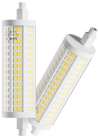 R7S LED 118mm Lampadina 20W, a Doppia Estremità Tipo J (Equivalente alogena T3 da 200 W), Luce 3000K, 2500 Lumen, Dimmerabile Lampade da Parete/Sicurezza/Pavimento, Confezione da 2(Bianco Caldo)