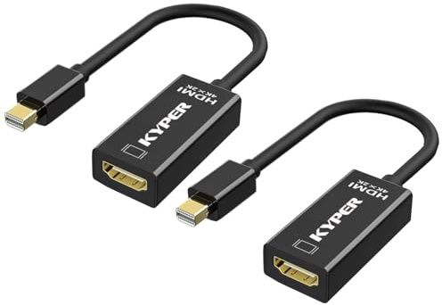 Kyper USKyper-4777 (2 Pack) 4K Mini DisplayPort to HDMI Adapter, 4K@30Hz Mini DP/Thunderbolt 2 to HDMI, Gold-Plated Compatible with MacBook Air/Pro, iMac, Surface Pro, Dell XPS, ThinkPad