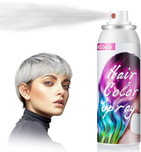 Spray Couleur Pour Cheveux Blanc, Laque Temporaire Colorée Pour Cheveux, Spray Colorant Capillaire Lavable À Usage Unique Pour Fête Costumée Cosplay Halloween, Coloration Rapide -100ml