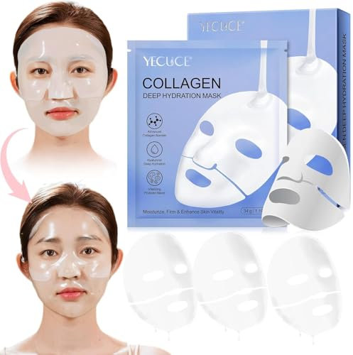 Collagen Face Mask, Collagen Night Wrapping Mask, Hydrating Overnight Hydrogel Mask, Pore Minimizing, Elasticity Improvement (34g x 6ea)