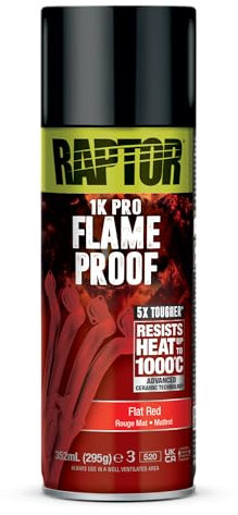 U-POL Peinture Thermorésistante Raptor - Bombe Aérosol Spray de Peinture Résistante à la Chaleur Auto Moto - Rouge Mat - 352 ml - Ref. RFLFR/AL
