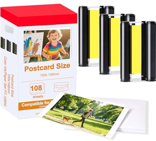 Kompatibel für Canon Selphy 3115B001(AA) Druckerkartusche und Papier,3 Kartusche &108 Fotopapier (100 x 148mm) Mehrwertkombination, für Selphy CP1500 CP810 CP820 CP910 CP1000 CP1200 CP1300