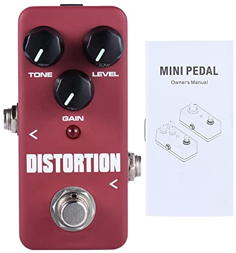 Mini Pedal de Distorsión con Tono Clásico, Verdadero Bypass, Adaptador de CA, Carcasa de Aleación de Aluminio para Piezas de Efectos de Guitarra