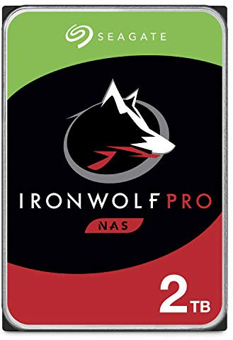 Seagate IronWolf Pro, 2TB, Internal Hard Drive, NAS, CMR, 3.5 Inch, SATA, 6GB/s, 7200 RPM, 128MB Cache, for RAID NeTwork Attached Storage, 3 year Rescue Services (ST2000NE0025)