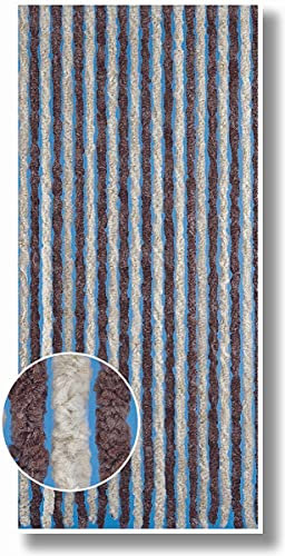 CONACORD Streifenvorhang Moskitonetz dekorationsvorhang- Flauschi, 24 Threads, marrón-amarillento, 100 x 200 cm