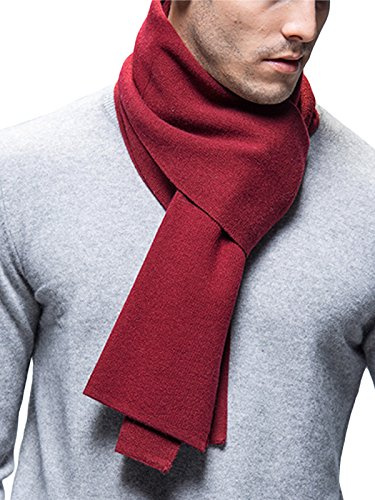 WANYING Sciarpa Uomo Giovane Autunno Inverno 6% Lana Morbido Business 180 × 30 cm Tinta Unita bordeaux