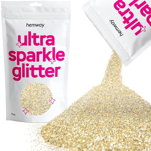 Hemway Ultra Sparkle Glitter Champagne Gold 100g Fine | Glitter for Arts & Craft, Makeup, Nail Art, Crafting, Card Making, Sparkle Decoration