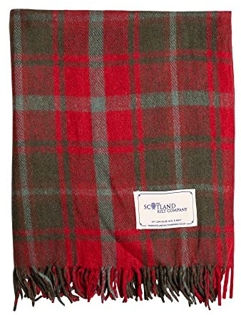 The Scotland Kilt Company Fringe Wool Scottish Tartan Knee Rug - Dark Maple - Warm Cosy Shawl Picnic Travel Blanket - 36 x 59”