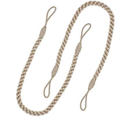 Hiastra Curtain Tiebacks Ropes, 2pcs Decorative Handmade Tie Backs Curtain Holdbacks Holders Cord for Window Sheer Drapes Indoor Outdoor, Beige