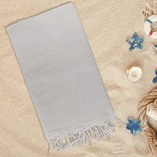 Lisola - Telo Mare Fouta in Puro Cotone, Tinta Unita, Ideale per Spiaggia, Mare e Piscina, 100 x 200 centimetri, Colore Grigio, Modello: HAMMAM