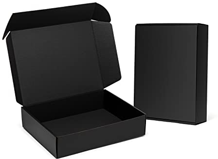 Timirog Cajas de envío de 13 x 10 x 3 pulgadas, paquete de 20 cajas de cartón negro para pequeñas empresas, cajas corrugadas con bloqueo de pestañas, suministros de embalaje para embalaje, libros,