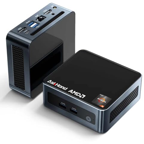 AskHand Mini PC AMD Ryzen 5 5500U (6C/12T up to 4.0GHz) 16GB DDR4 RAM 512GB PCIE NVME SSD/WiFi 6/ BT-5.2 /USB*4 /USB-C /2*HDMI, 4K@60 Hz 3-Bildschirmausgabe