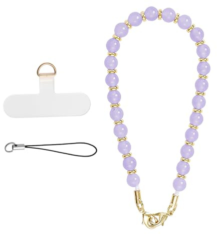 MORSUNBELA Bracelet Telephone Chain Mobile Phone Chain, Telephone Pendant Beads, Phones Wrist Strap, Bracelet Strap Lanyard for Phones Keys Bags - Purple Jade
