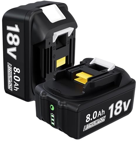 Akku 18V 8Ah für BL1860B BL1860 BL1850B BL1850 BL1840B BL1835 BL1830 BL1815 LXT-400 194204-5 194205-3 Ersatzakku mit großer Kapazität und LED-Licht, 2 Pack Batterie 8000mAh