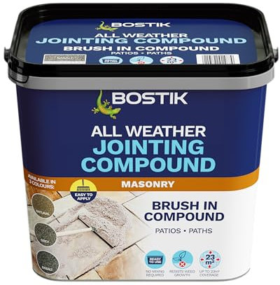 Bostik All Weather Jointing Compound – Basalt – Patio Grout – Ready-to-use paving jointing solution for Patios, Driveways, Pathways, and other Landscaping projects – Weed & Erosion Resistant – 15kg
