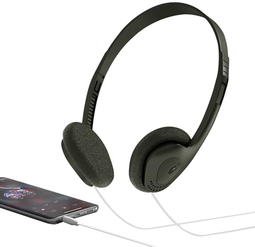 Cuffie sovrauricolari retrò, stile vintage, mini cuffie stereo leggere con cavo, 3,18 cm, suono per lettori musicali, telefoni cellulari, audio domestico, ascolto in viaggio