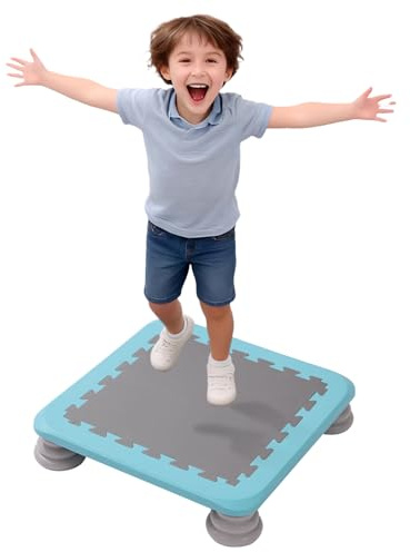 Mini Trampoline for Kids, Indoor Rebounder Non-Slip Base, Sensory Trampoline for Autism Kids, Bounce Board for Sensory Integration Training, Outdoor Recreation, Max Load 220 lbs, Blue