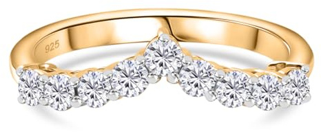 TJC Moissanite Stacking Silver Ring for Women Full Eternity Wishbone | Diamond Look Moissanite Engagement Wedding Eternity Wishbone Ballerina Ring, Anniversary, Birthday Gift for Her, Mom, Wife