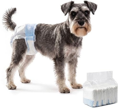 PawHut Pannolini per Cani Femmina, 48 Pezzi, Taglia M, Pannolini Assorbenti con Fascia Elastica Regolabile, Usa e Getta, per Incontinenza e Urinazione Eccitabile, 48x35x1 cm, Bianco