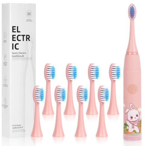 Vicloon Kids Electric Toothbrush Rechargeable, 4 Modes & 2-Min Smart Timer | 8 Replaceable Brush Heads, Ipx6 Waterproof, Soft Bristles Gentle on Teeth & Gums