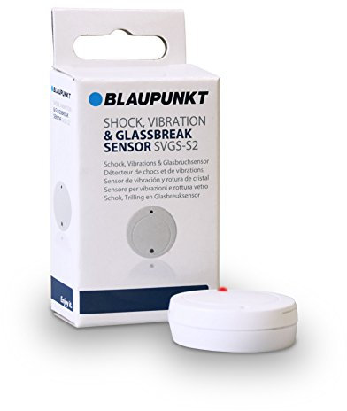 Blaupunkt SVGS-S2 Glasbruchmelder für Funk-Alarmanlagen erkennt Vibrationen und Glasbruch, löst zuverlässig Alarm aus, Glasbruchsensor Weiß