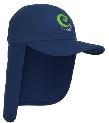 Kidz Swimmers Boys Sun Protection Legionnaire Cap UPF 50+ Estate Blue & Jasmine Green (Medium 6-10 Years)