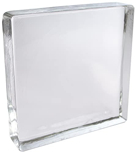Fuchs Design Crystal Collection Classic, 1x Glasziegel Glasstein Vollsicht glänzend, ca. 20 x 20 x 5cm, Glasbaustein aus hochwertigem Echtglas