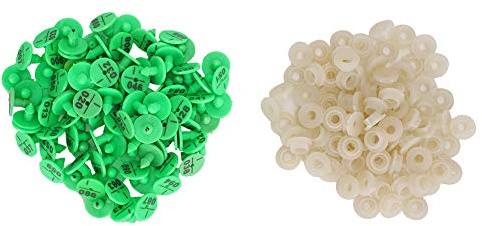 100pcs marchio dell'orecchio del coniglio, 001-100 marchi dell'orecchio 0.7in segni dell'etichetta dell'orecchio marcatore verde del bestiame per l'identificazione dell'animale del numero(verde)