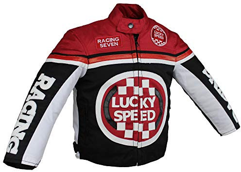 Euro Stars Veste de motard pour enfant - Veste en textile - Veste de motard de course noire - Noir - XS