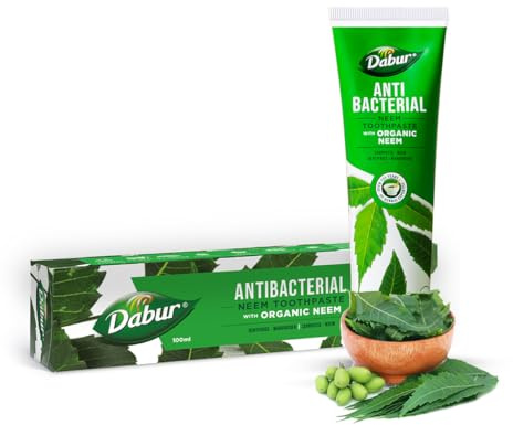 Dabur Bio-Zahnpasta mit Neem 100 ml – Frischer Atem und Kariesschutz, Zahncreme stärkt das Zahnfleisch, reduziert Empfindlichkeit, für tägliche Mundpflege