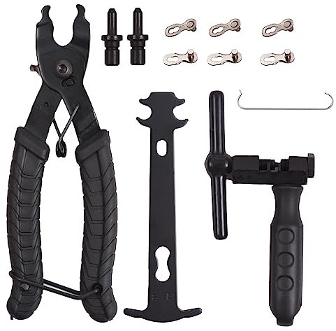 doorslay Riveter pour chaîne de vélo, pince à chaîne, pince de verrouillage de chaîne, 3 paires de rivets de chaîne de vélo, ensemble d'outils de rivet de chaîne de vélo, kit de réparation de chaîne